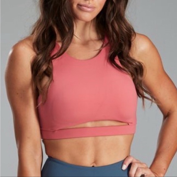 Cleo Harper Coral Pink Cutout Sports Bra Bralet - Picture 1 of 4